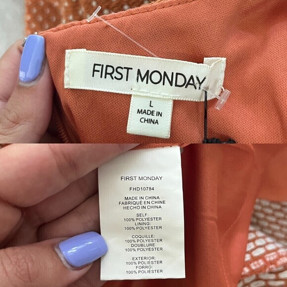 First Monday Lollypop Swiss Dot Size L Knit Cut Out Retro Sheath NEW Mini Dress - Picture 4 of 16